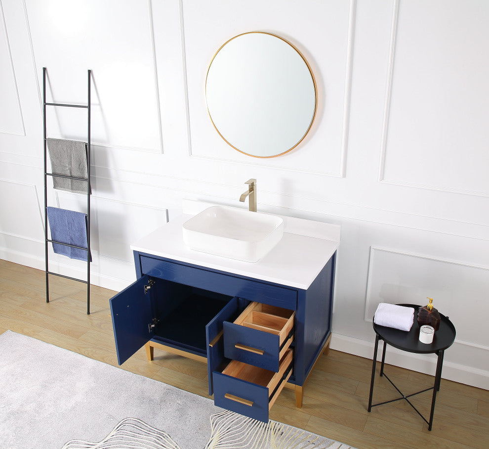 42" Tennant Brand Modern Style Blue Beatrice Vessel Sink Bathroom Vanity