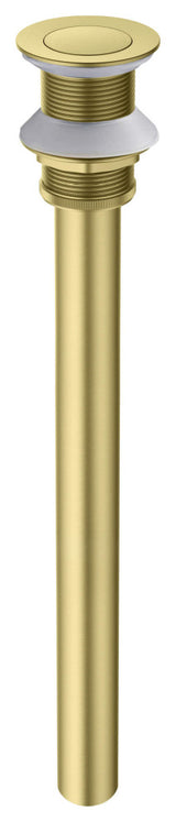 Bathroom Sink Pop Up Drain Stopper, 12" Tailpiece Without Overflow, Brushed Gold
