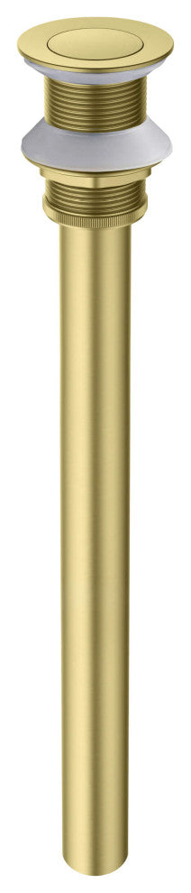 Bathroom Sink Pop Up Drain Stopper, 12" Tailpiece Without Overflow, Brushed Gold