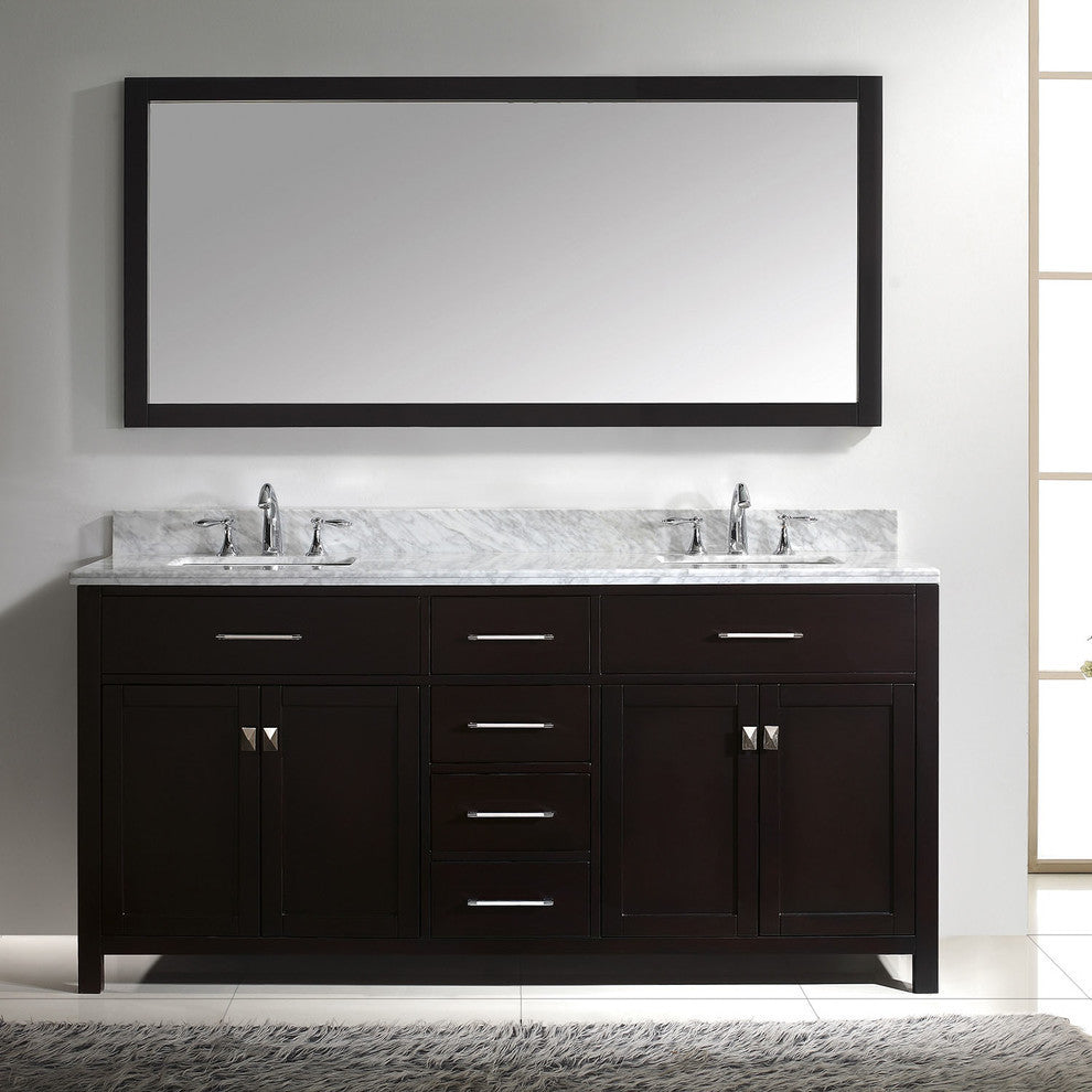 Caroline Parkway 72" Double Bathroom Vanity Set Gray, Marble Top