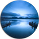 Dark Blue Sea And Piers, Seascape Photo Round Wall Art, 11"