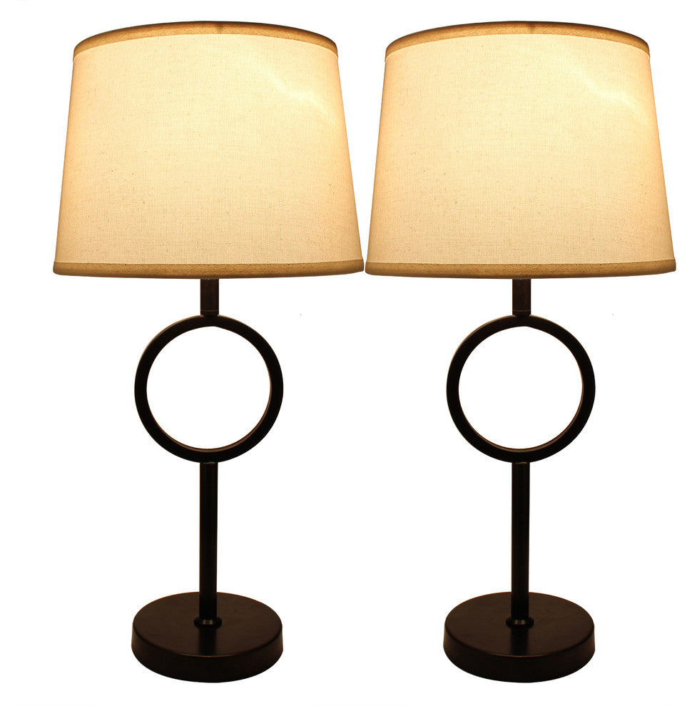 Urbanest Set of 2 Madison Table Lamps, Oil-Rubbed Bronze With Cream Shades