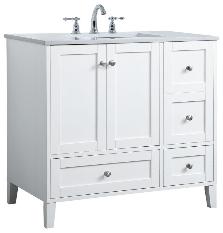 36" Single Bathroom Vanity, White