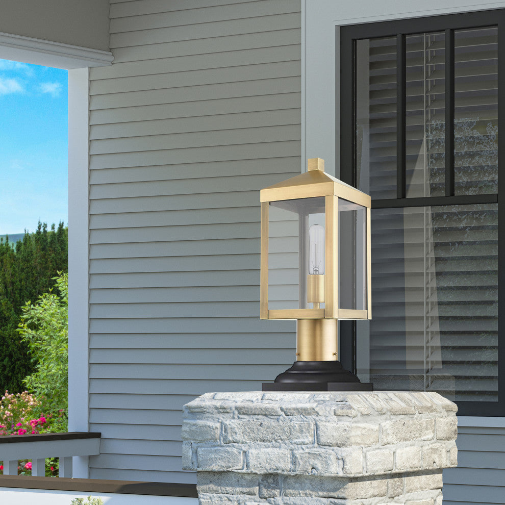Livex Lighting Nyack 1 Light Antique Brass Small Outdoor Post Top Lantern