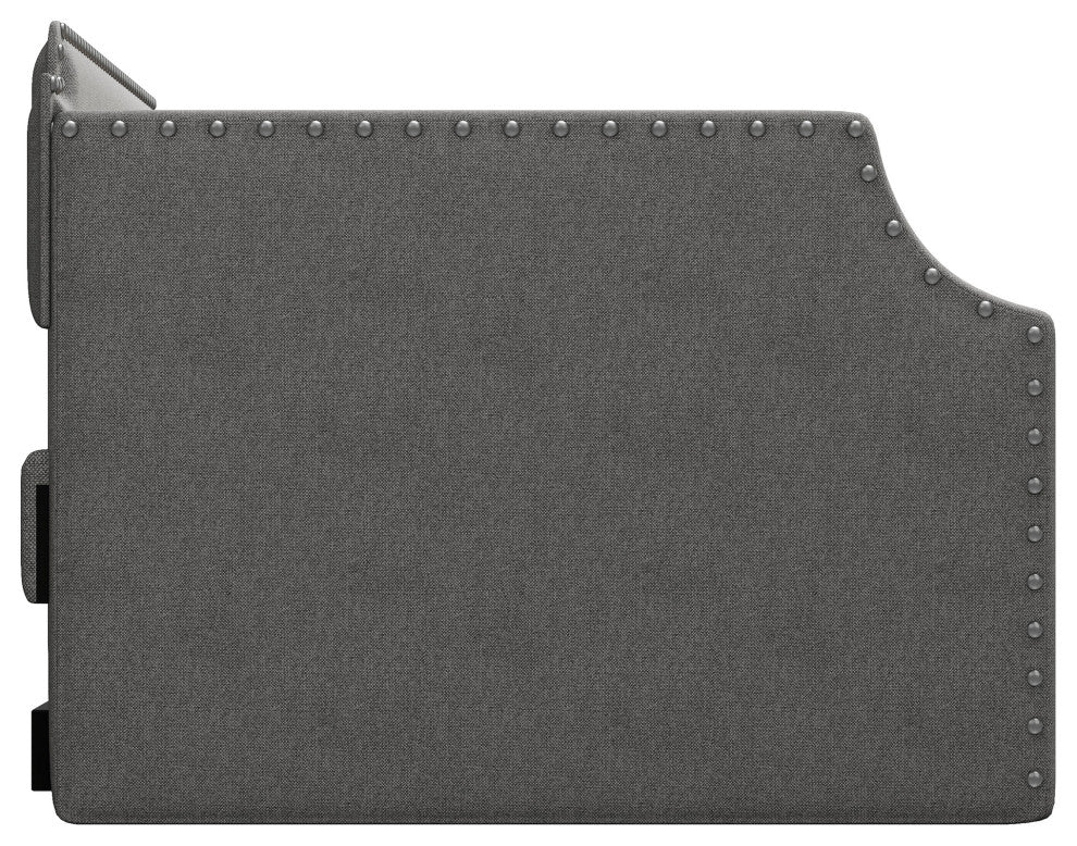 Elegant Linen Upholstered Daybed with Trundle, Gray