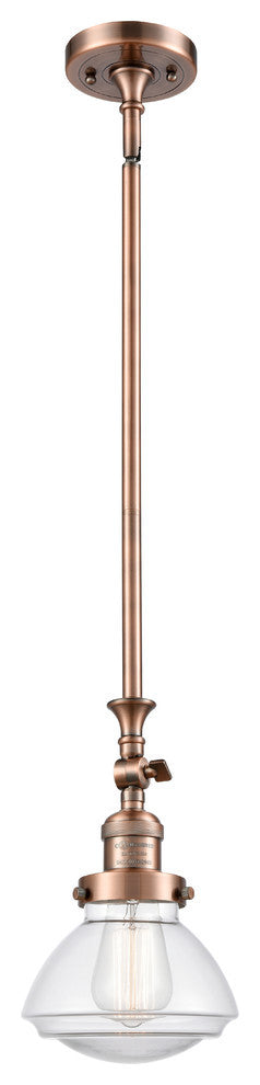 Olean 1-Light Mini Pendant, Antique Copper, Clear