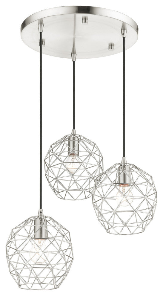 Brushed Nickel Geometric, Farmhouse, Industrial, Abstract, Rustic Pendant