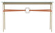 Equus Console Table, Soft Gold Finish - Bronze Accents - Chestnut Leather Strap