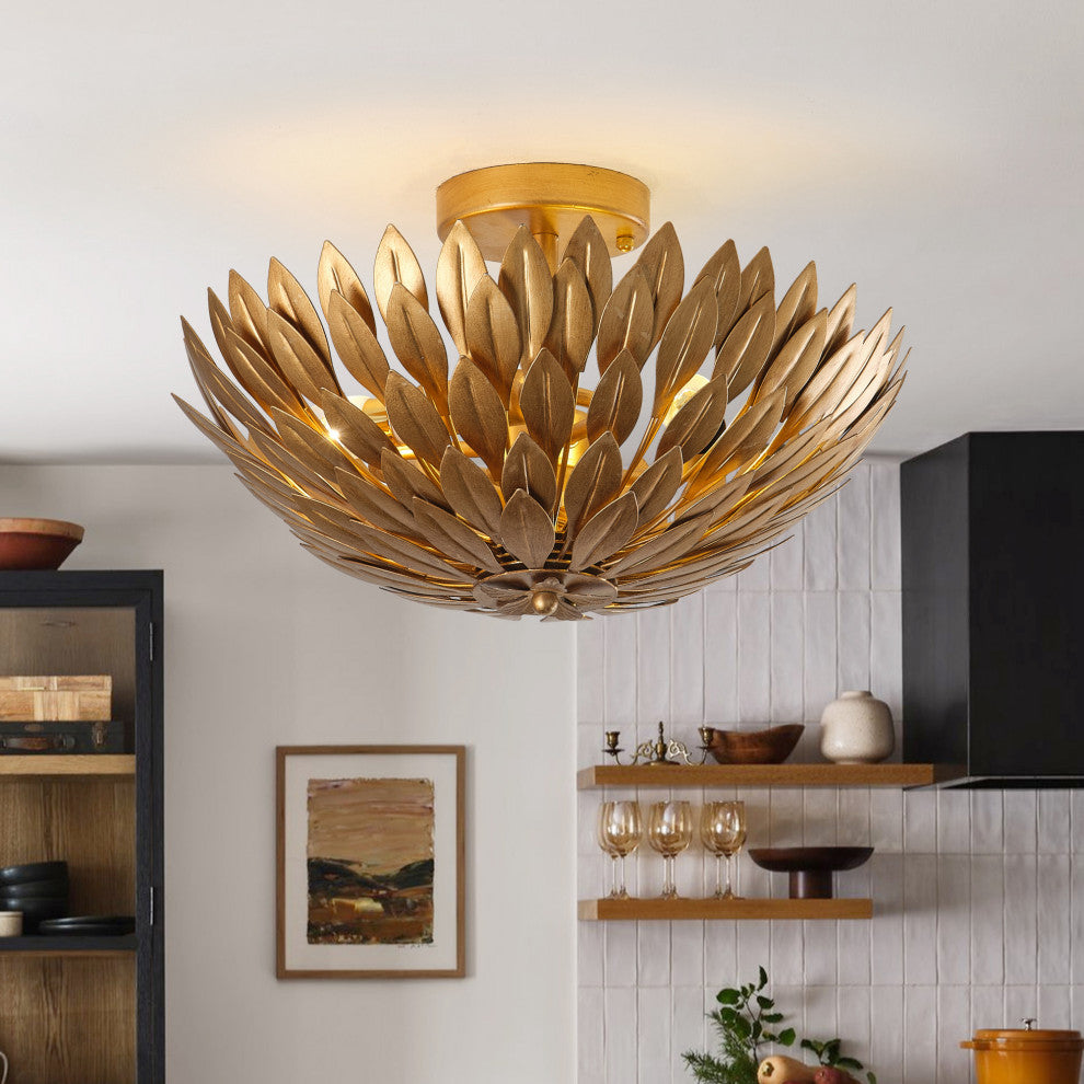 Flower Semi-Flush Mount Lighting, 3 Light