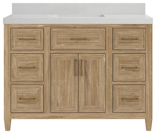 Santa Monica 48 Single Sink Bath Vanity in Whitewashed Teak 2" Carrara Quartz