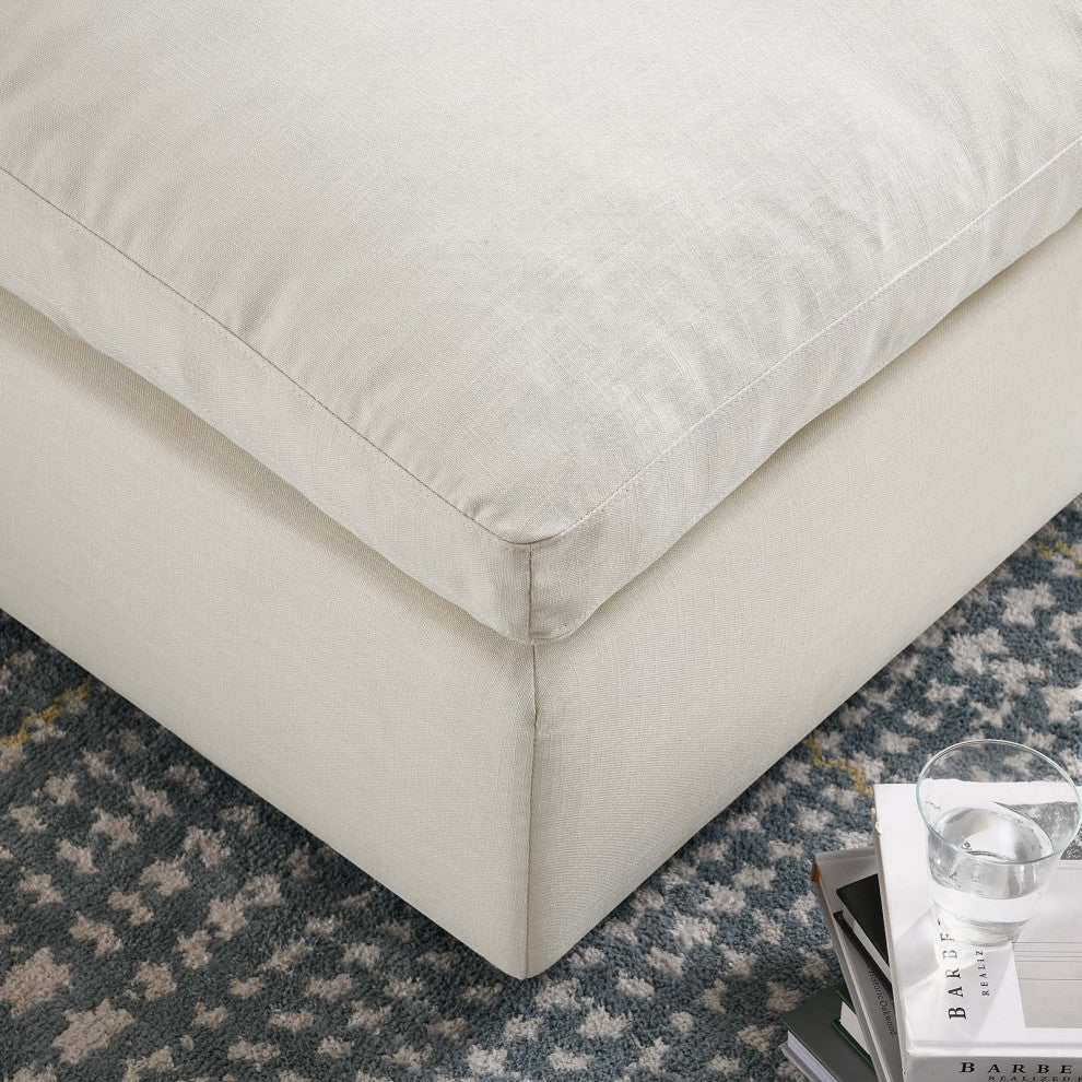 Commix Down Filled Overstuffed Ottoman, Light Beige