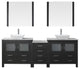 Virtu Dior 82" Double Bathroom Vanity, Zebra Gray With Faucet and Mirrors