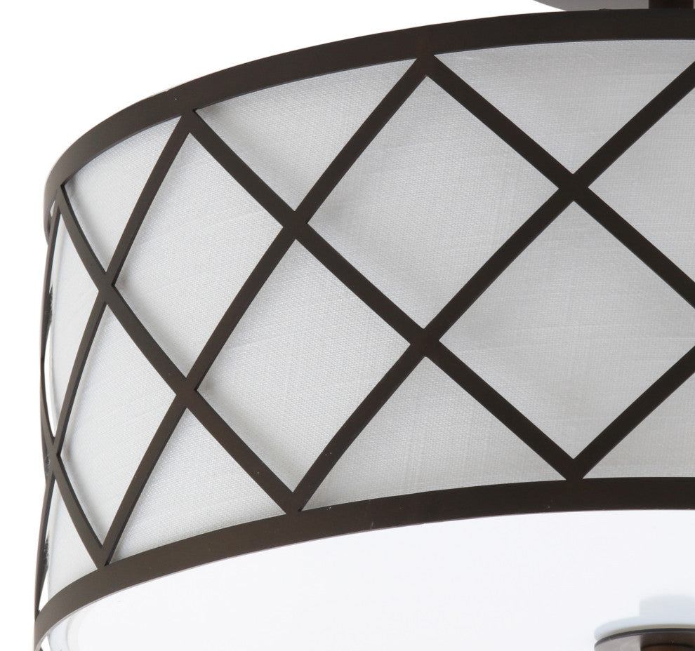 Elizabeth Metal LED Flush Mount, 16.75", Oil Rubbed Bronze, White Shade