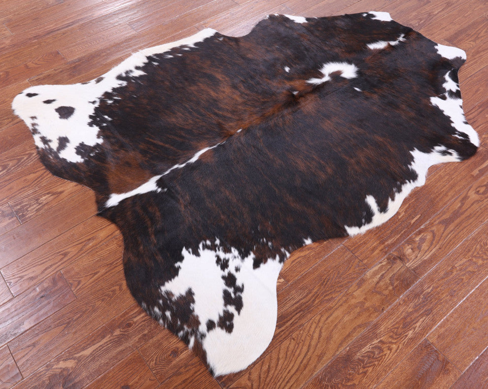 6' 4" X 5' 2" Tricolor Natural Cowhide Rug C1894
