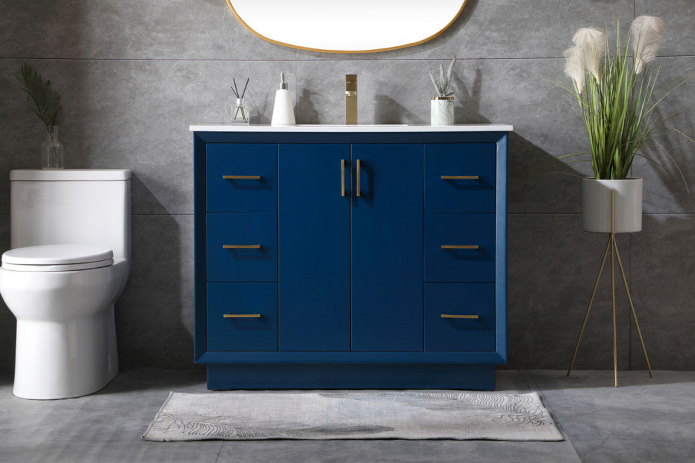 42" SIngle Bathroom Vanity, Blue