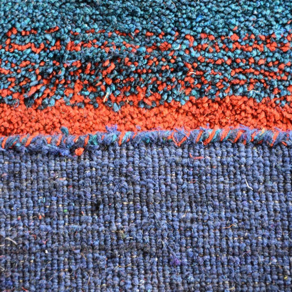 HAND KNOTTED LOOM SILK AREA RUGS-2'8''x12',Runner,Blue Light Blue,Contemporary