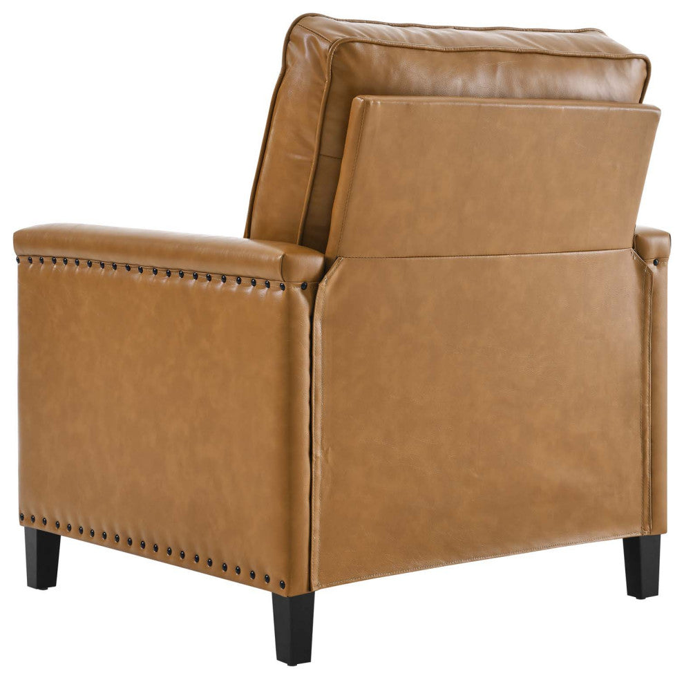 Armchair Accent Chair, Faux Vegan Leather, Tan, Modern, Lounge Hospitality