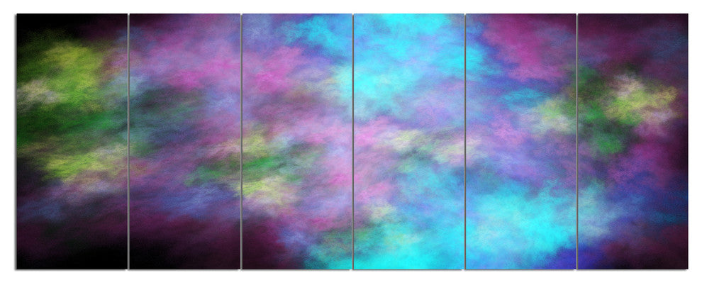 Perfect Blue Purple Starry Sky, Abstract Canvas Art Print, 70"x28", 6 Panels