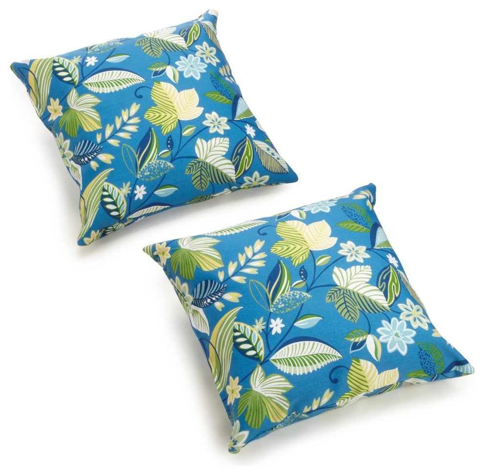 Blazing Needles 17" Outdoor Knife Edge Throw Pillows, Set of 2, Skyworks Caribbe