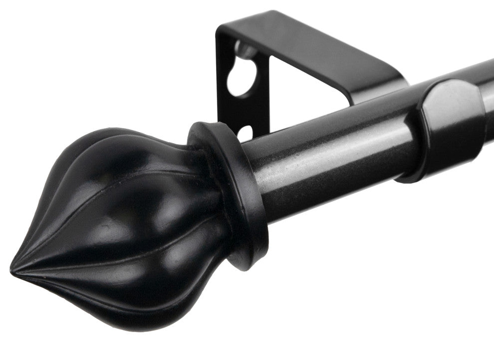 Meda 5/8" Curtain Rod, Black, 18-28"