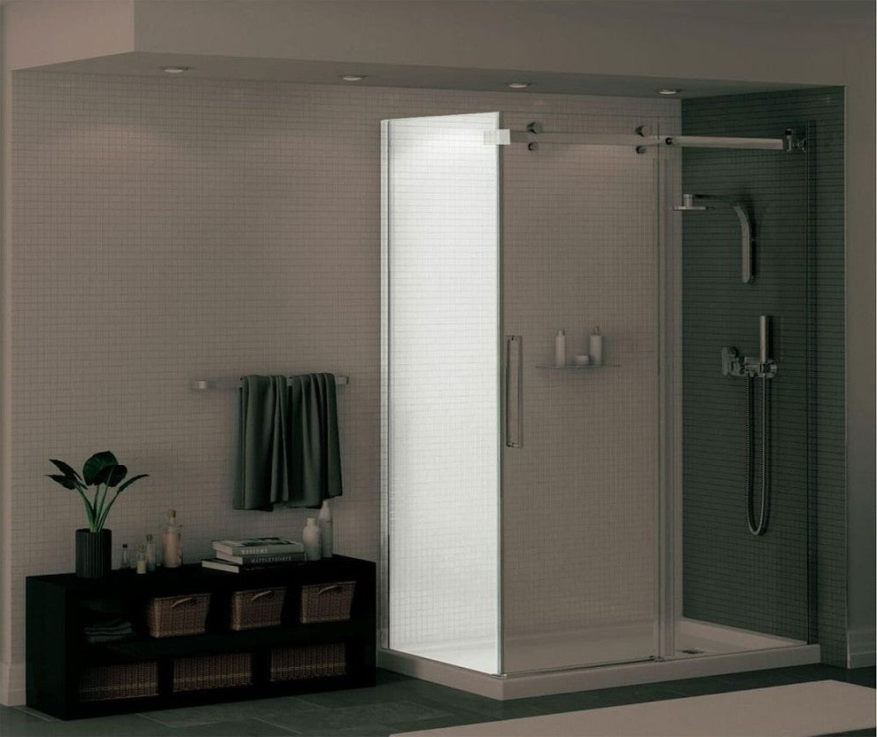 MAAX Halo Clear Glass Frameless Return Panel for 32in Base, Chrome