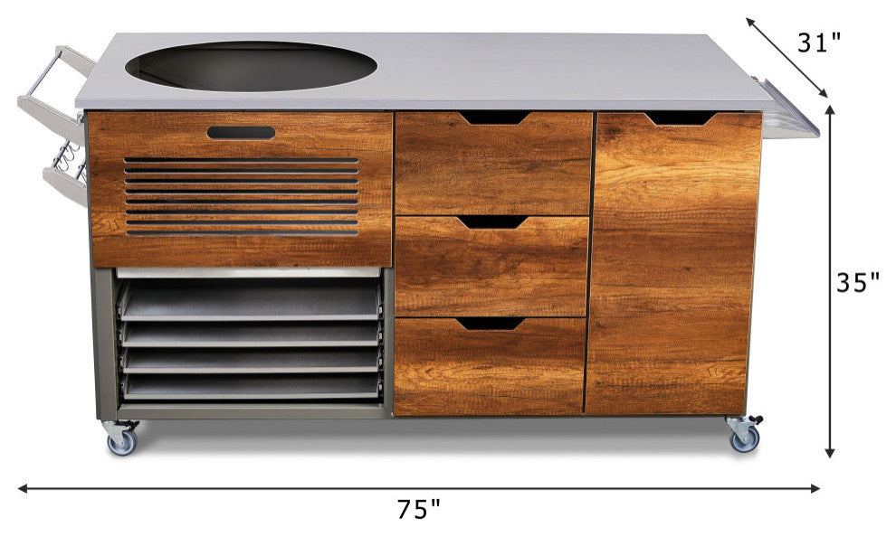Kamadospace Infinite Island, Barrique Oak, For 21" Kamado - 22.05 in