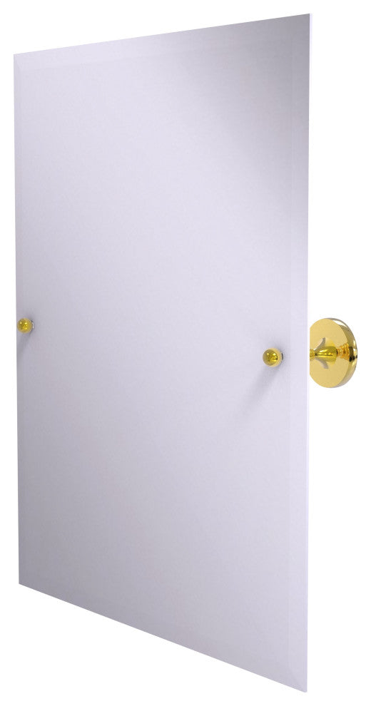 Shadwell Frameless Rectangular Beveled Edge Tilt Mirror, Polished Brass