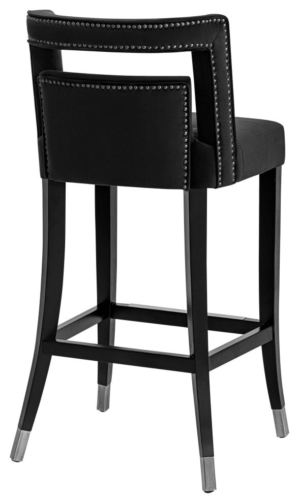 Hart Black Velvet Bar Stool - Black