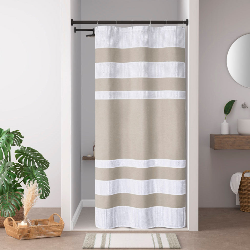Madison Park Spa Waffle Shower Curtain With 3M Treatment