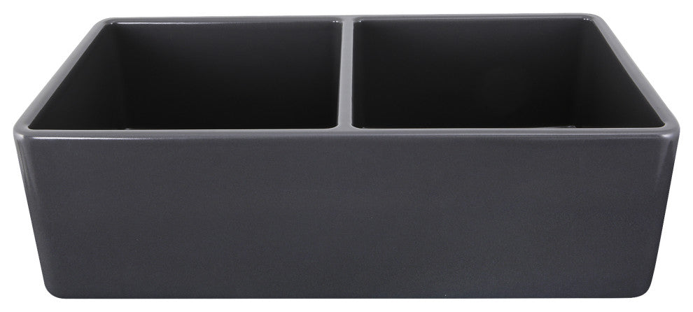 Nantucket Sinks 33'' Double Bowl Gray Fireclay Farmhouse Sink