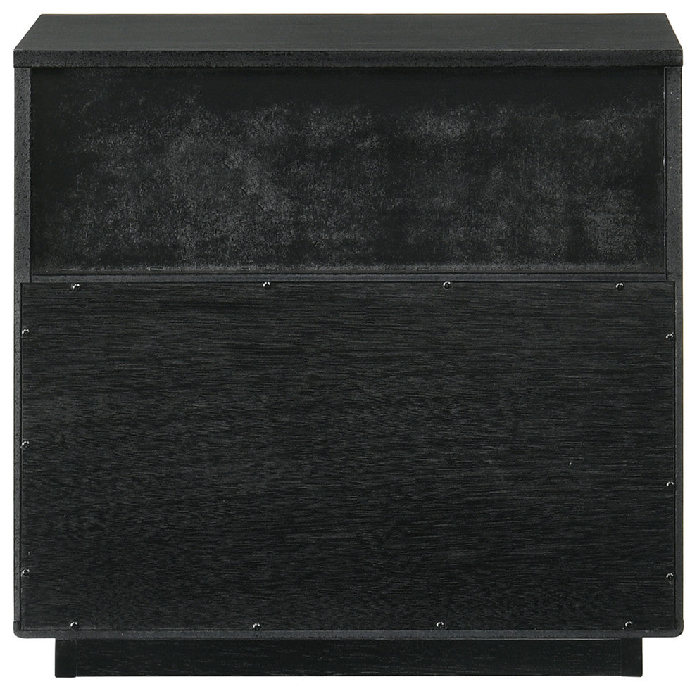 Petra 1 Drawer Wood Nightstand, Black Finish