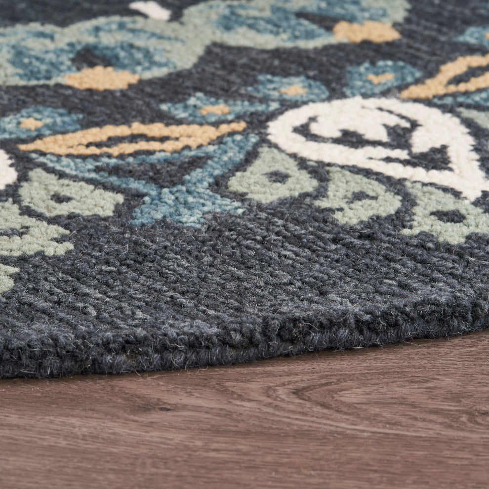 Charcoal Paradise Area Rug, 4' Round