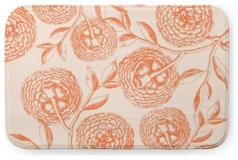 24" x 17" Antique Flowers Bathmat, Orange