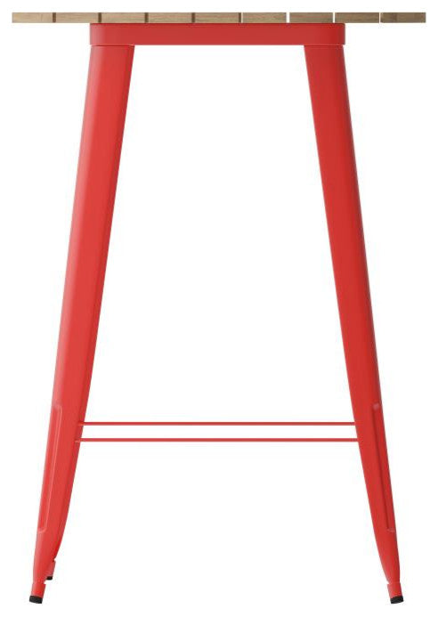 Declan Commercial Indoor/Outdoor Round Bar Top Table, 30", Brown/Red