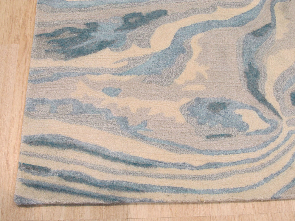 Hand-Tufted Wool/Viscose Blue Contemporary Abstract Palermo Rug, 8'9x11'9