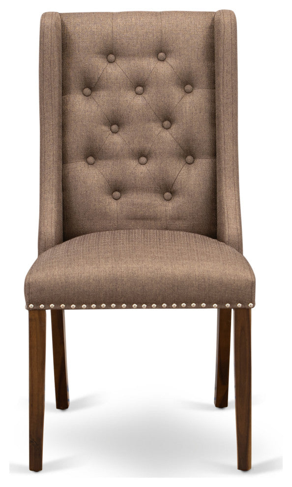Dining Chairs, Brown Parson Chairs, Antique Walnut Wood Legs,Set of 2