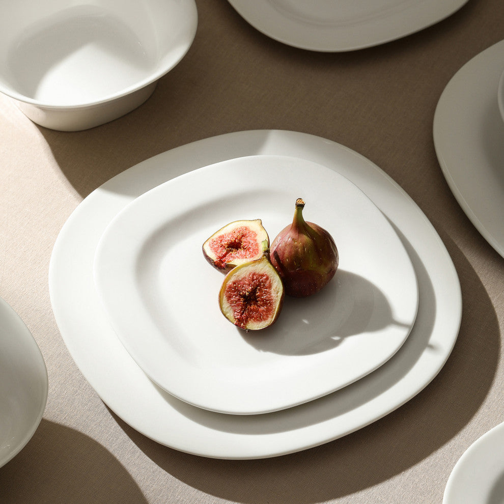 Stone Lain Quadro Porcelain Dinner Plate Set of 4, White