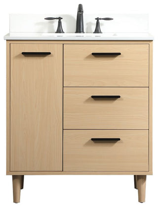 Home Living Modern Natural Oak-Light Bathroom Vanity, Maple, 30"