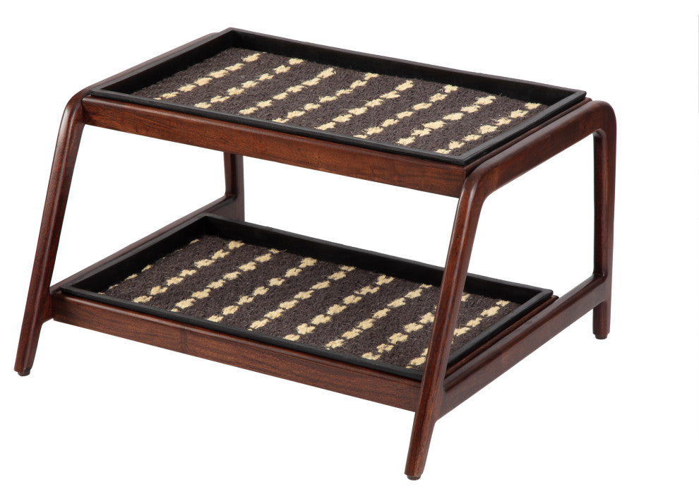 Double-Tier Brown Stand With 2-Pair Rubber Boot Trays Stevie and Paul