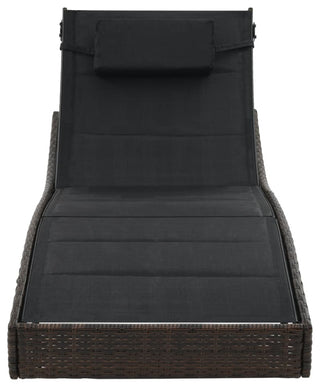 vidaXL Sun Lounger Poly Rattan and Textilene Brown Patio Garden Day Lounge Bed