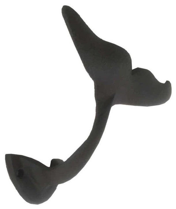 Cast Iron Decorative Whale Hook 5'', Decorative Wall Hook, Cast Iron Hook