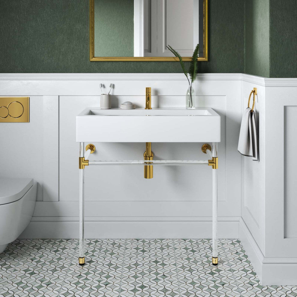 Sink Vanity Cabinet, Wall Mount, White, Ceramic, Stainless, Modern, Bathroom