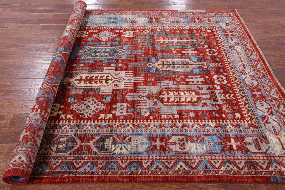 7' 0" X 10' 2" Tribal Fine Serapi Hand-Knotted Wool Rug - Q12206