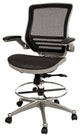 Mid-Back Transparent Black Mesh Drafting Chair -Silver Frame and Flip-Up Arms