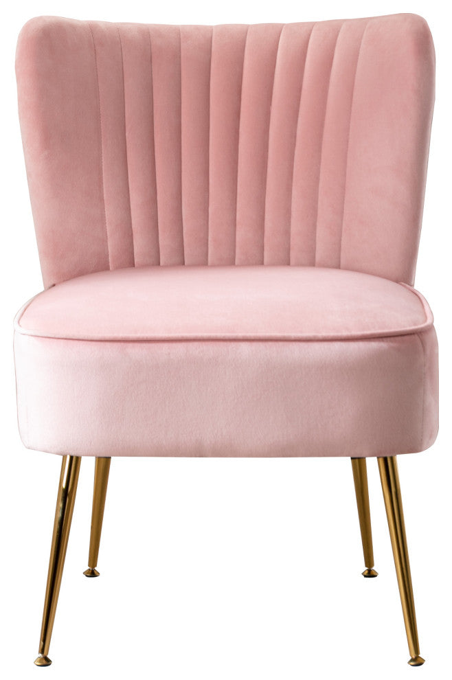 WestinTrends 22" Tufted Velvet Accent Chair for Dining, Living Room, Bedroom, Pink