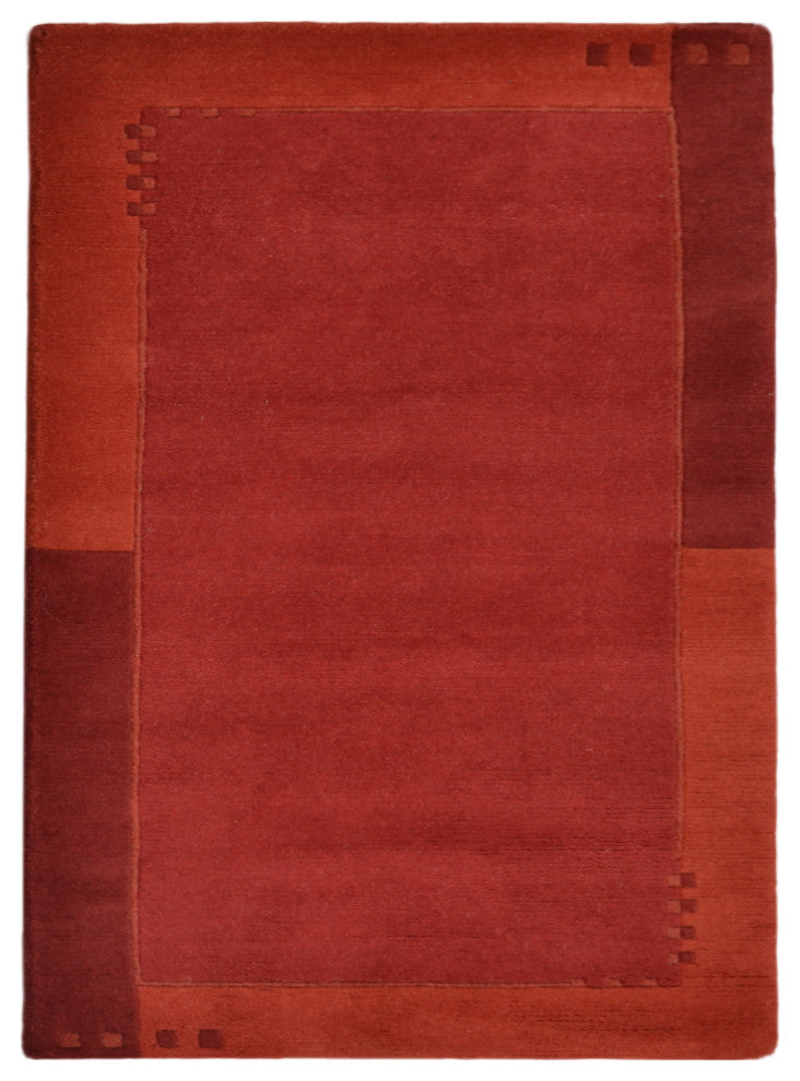 Hand Knotted Tibbati Wool 4'x6' Area Rug Contemporary Light Red