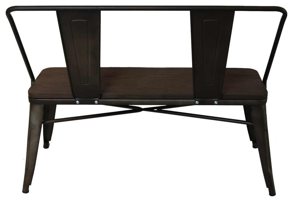 Rooney Antiqued Metal and Wood Dining Bench