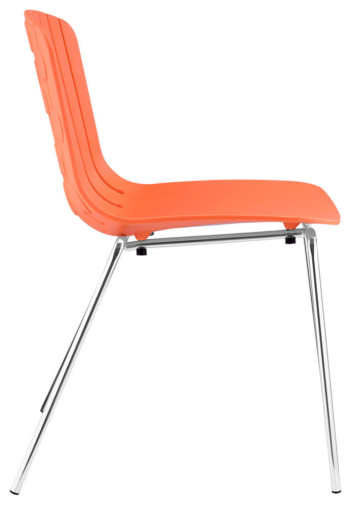 Modern Contemporary Dining Side Chair, Orange Plastic