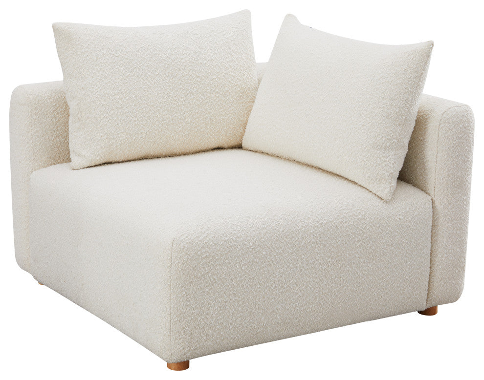 Hangover Upholstered Modular Corner Chair, Cream Boucle