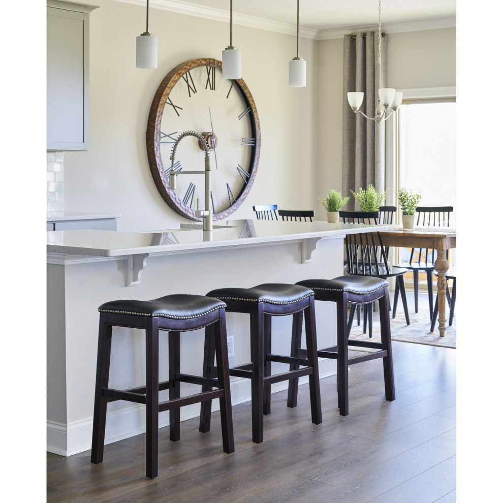 New Ridge Home Goods Julian Counter Height Barstool With Grey Faux Leather Seat